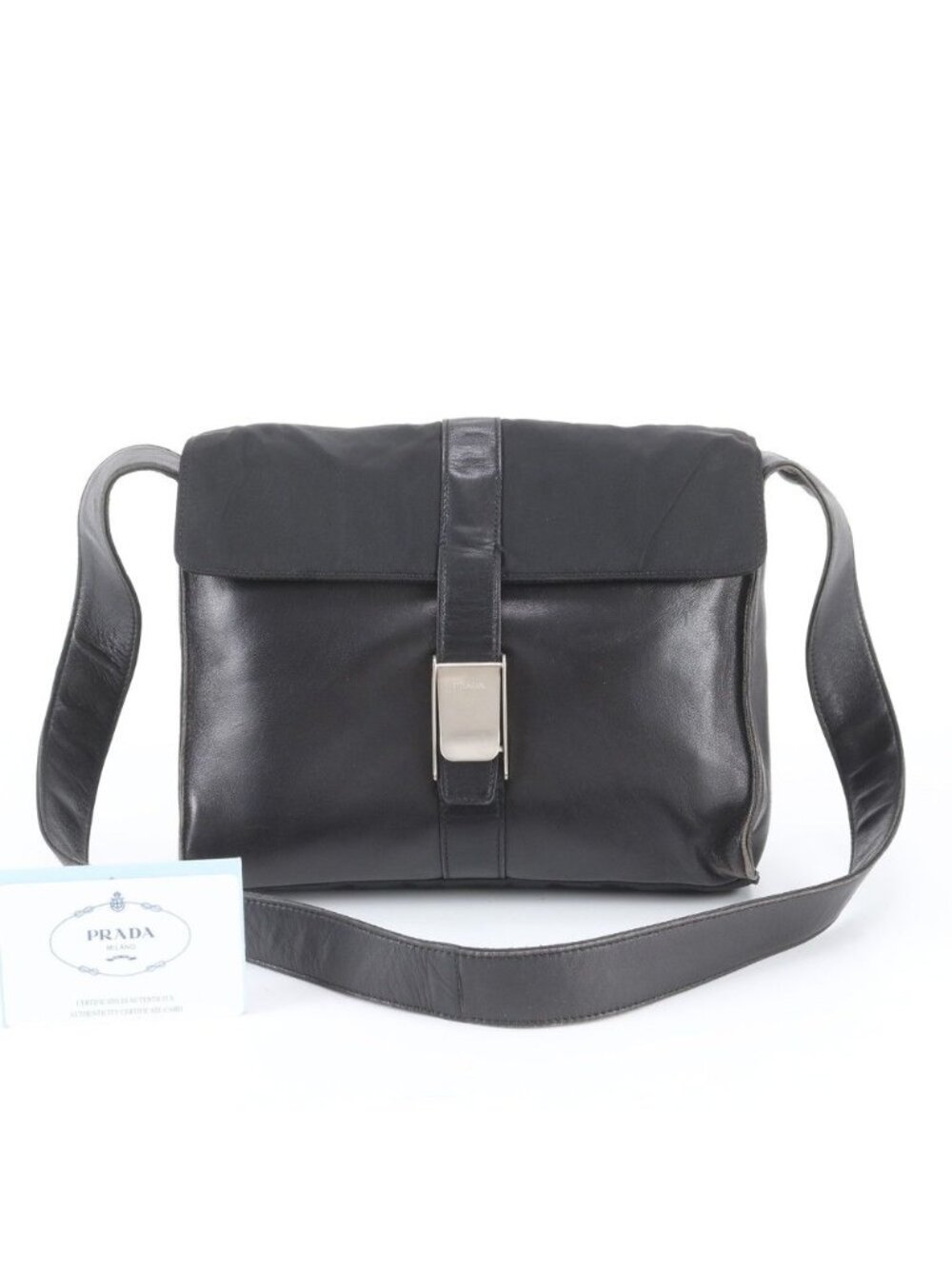 Prada White Tag Tessuto Nylon Leather Shoulder Bag Tote